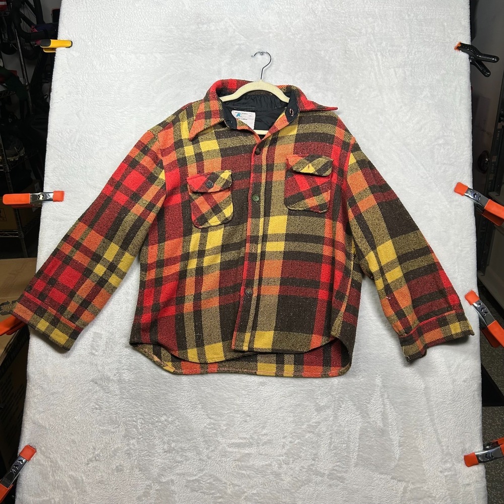 Vintage Kmart Buffalo Plaid‎ Shirt Jacket Men's Multicolor Button Up Workwear